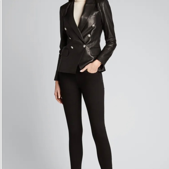 L'AGENCE Jackets & Blazers - L'AGENCE Double-Breasted Leather Blazer